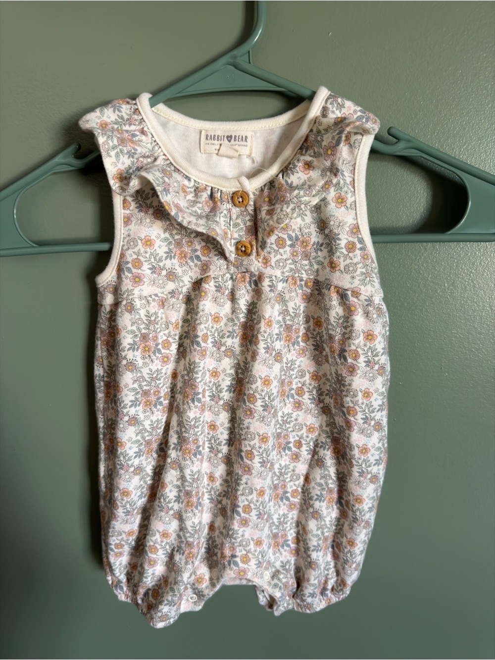 Rabbit & Bear Cream Floral Ruffle Bubble Romper